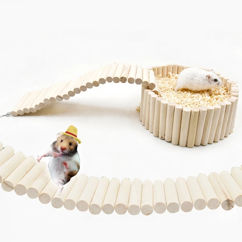 Hamster Cage Toy Wooden Ladder Bridge Bendable 4 Sizes For Small Animals