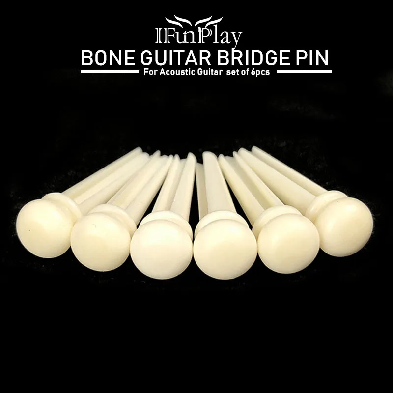6pcs Real Bone Acoustic Guitar Bridge Pins Pure Bone Bridge Pin for