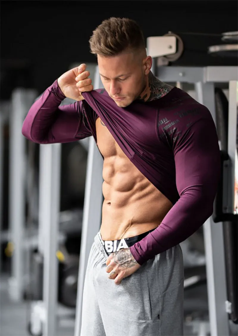 New Long Sleeve Compression Shirt Men Dry Fit Running T-shirts Workout Training Tees Gym Sport T Shirt Men Muscle Jogging Tops