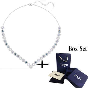 

2020 new fashion exquisite ANGELIC SQUARE square white blue crystal ladies necklace elegant and gorgeous gift for girlfriend