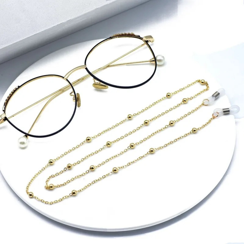 Модные шикарные женские золотые серебряные очки для очков, солнечные очки с цепочкой для чтения, украшенный бисером, цепочка для глаз, держатель шнура, шейный ремень, веревка INS
