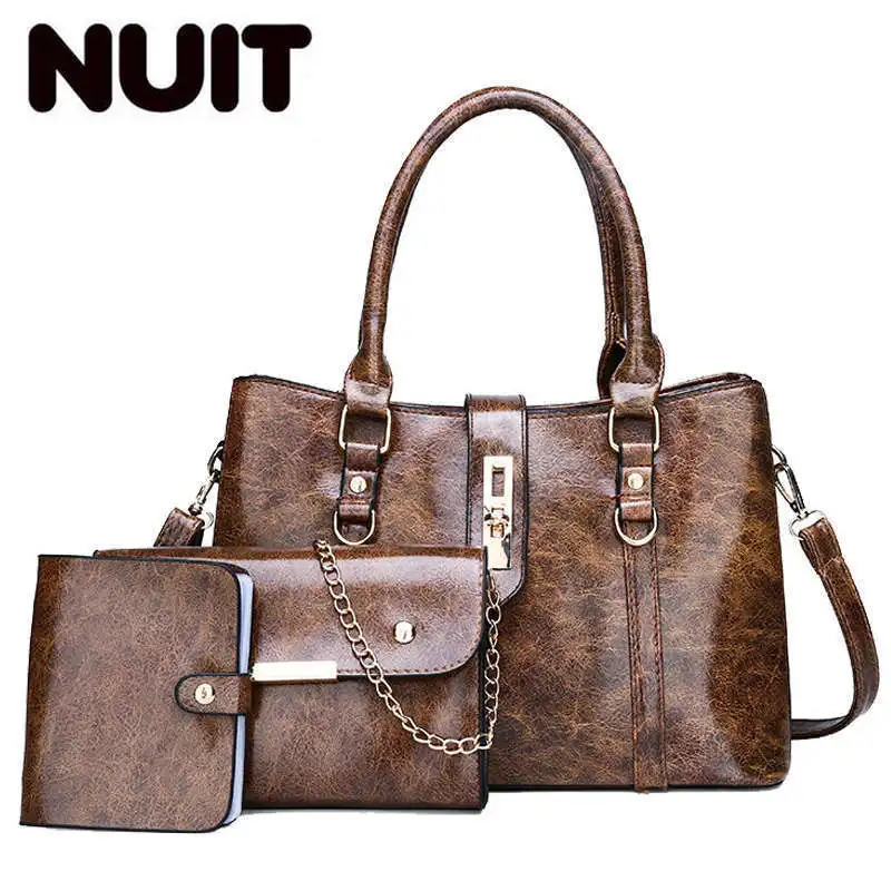 

3 Pcs Set Luxury Women Handbags Designer Woman Bag Pu Leather Large-capacity Handbag Shoulder Messenger Bag Wallet Brand