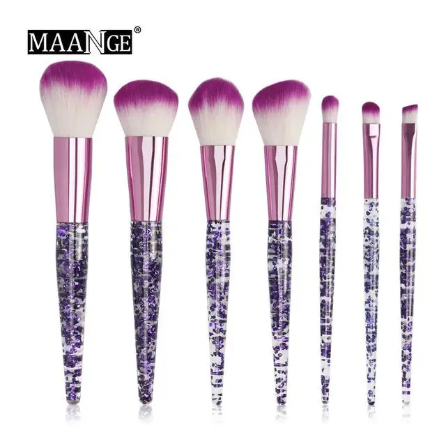 7pcs purple 7-20 шт., набор кистей для макияжа с бриллиантами, пудра, Тональная основа, румяна, смешивание теней для век, губ, косметическая Кисть для макияжа, pincel maquiagem - Handle Color: 7pcs purple