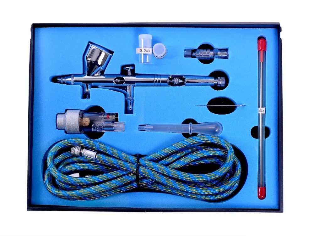 1pcs Dual Action Airbrush Kit 0.2mm/0.3mm/0.5mm Air Brush Lure Painting