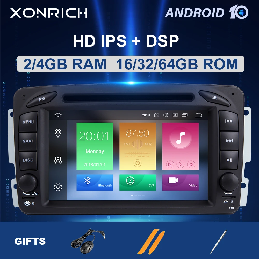 Автомагнитола IPS DSP 4G 64GB2 Din Android 10 DVD плеер для Mercedes/Benz/W209/W168/M/ML/W168/W463/Viano/W639/Vito/Vaneo