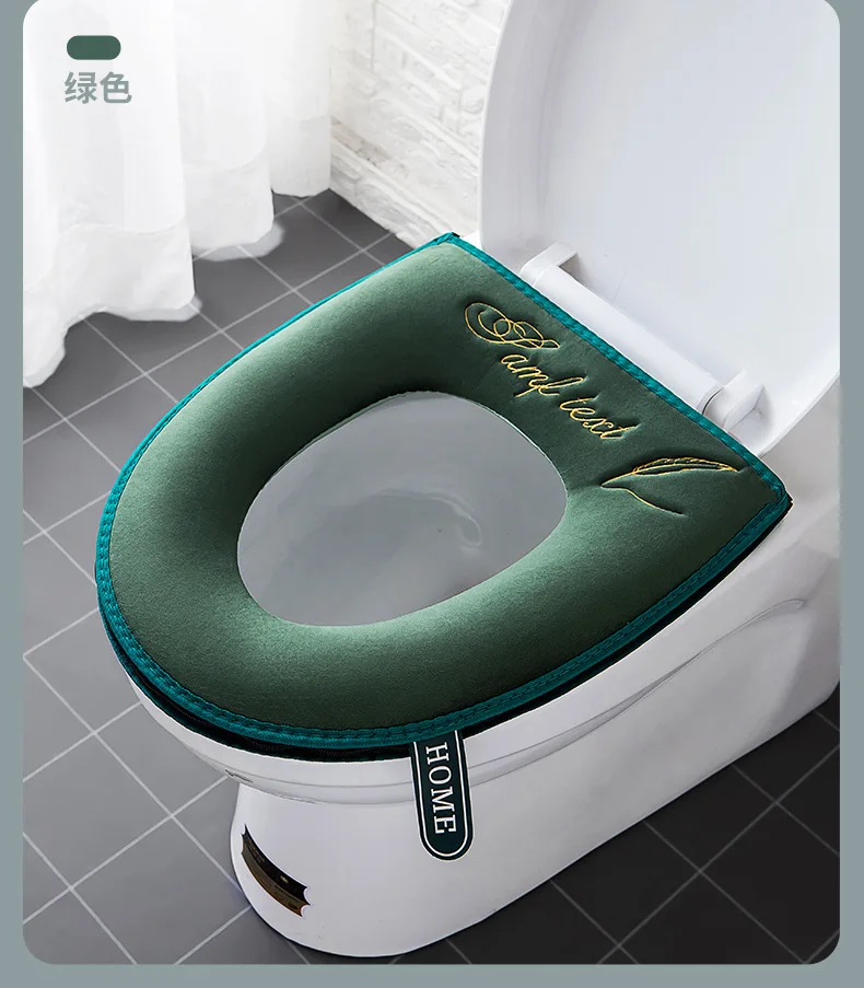 Toilet Seat Cover Winter Warm toilet pad Soft WC Mat Bathroom Washable Removable Zipper With Flip LidHandle Waterproof Household