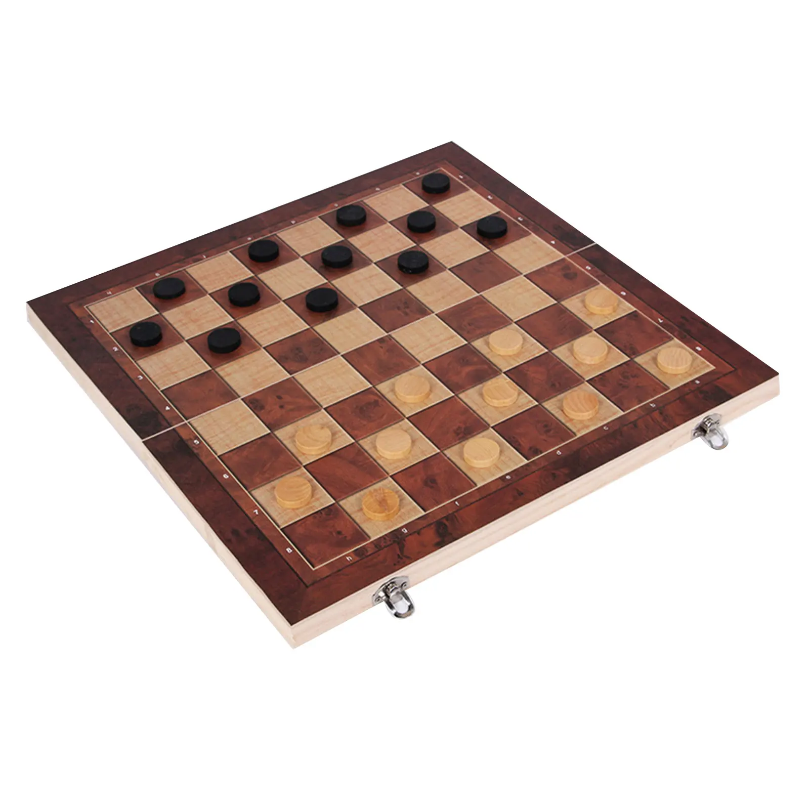 New 3 In 1 Folding Wooden Chess Board Game Portable Backgammon Checkers Game 39x39cm