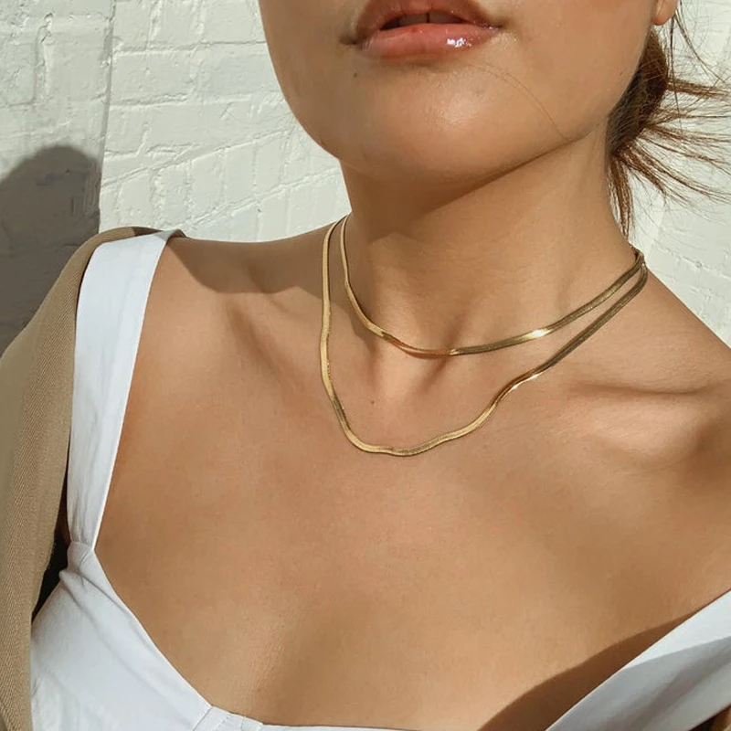 Double Layer Charm Women Snake Chain 