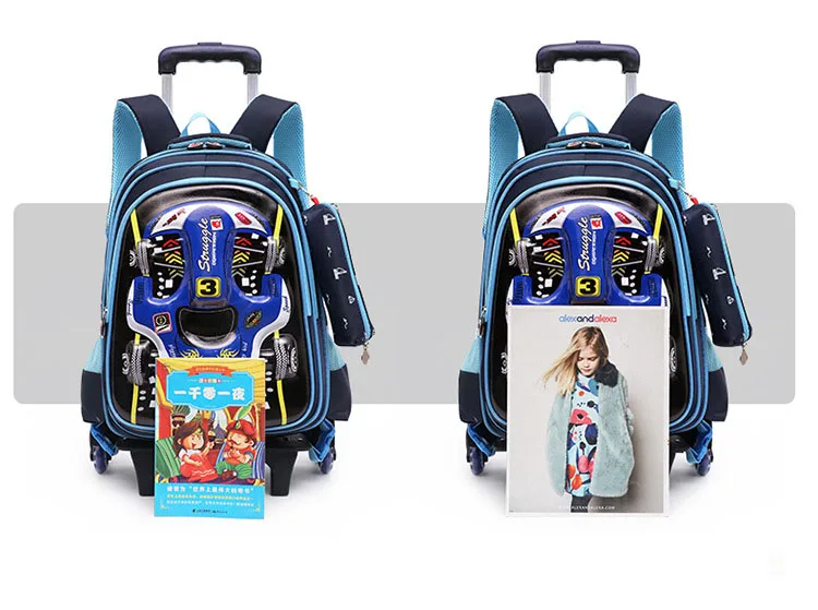 Высокое качество Дети поднимающийся по лестнице чемодан школьная сумка на колесах студентов распылитель ранцевого типа для маленьких