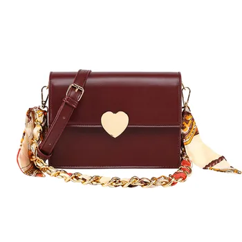 

Fashion Women Shoulder Bag PU Leather Ladies chain flap Bag small Female Crossbody Bag brand design Scarf handbag bolsa feminina