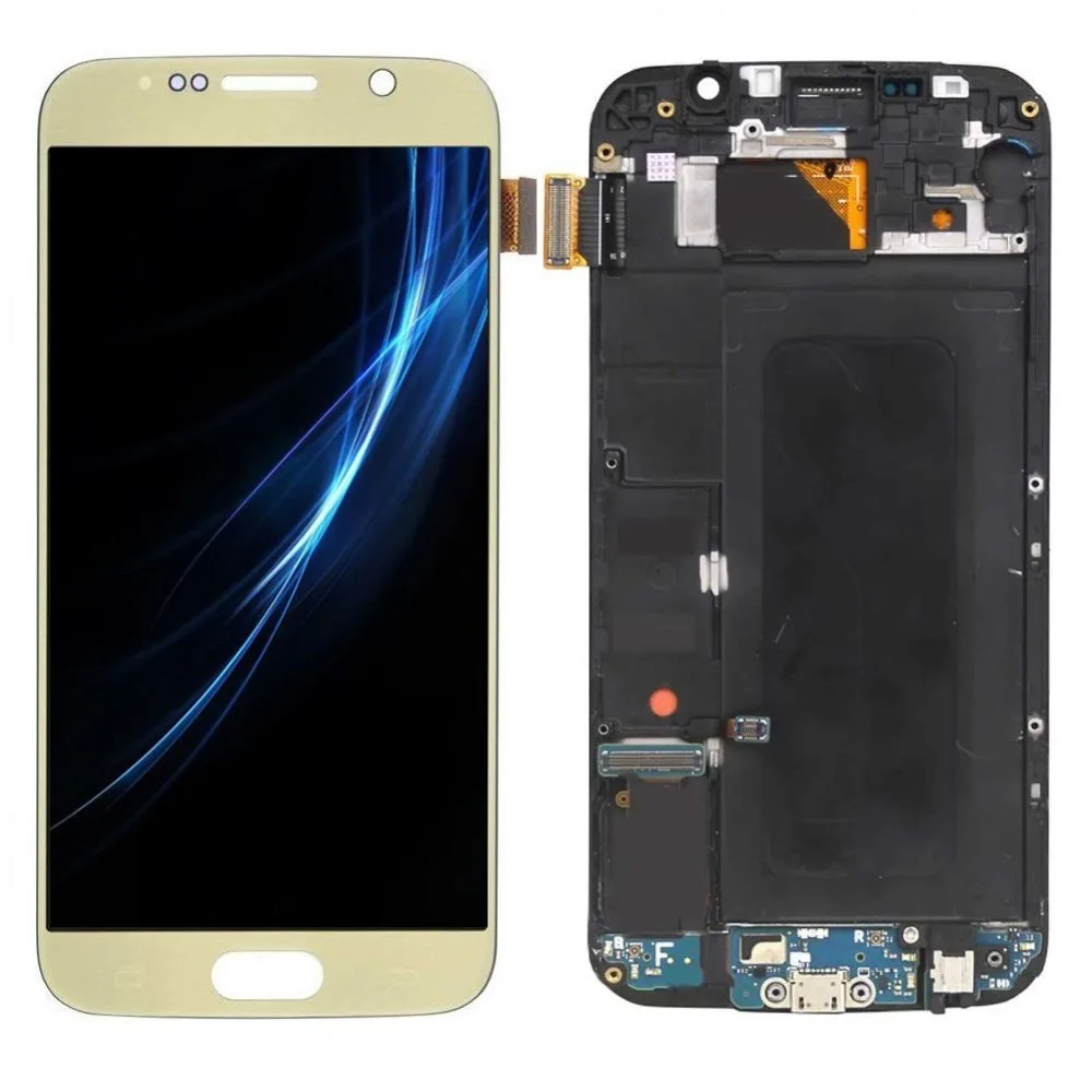 5," может регулировать яркость lcd для samsung S6 G920 G920F G920V G920A lcd Disdplay+ кодирующий преобразователь сенсорного экрана в сборе Замена