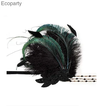 

Hair Accessories Turban Black Feather Pattern Type Style Material 1920s Headband Custom Department