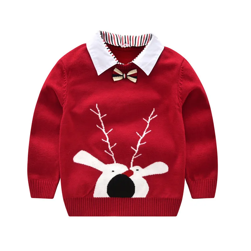 

BOY'S Base Sweater 2019 Autumn And Winter New Style Children Mock Two-Piece Dehaired Angora Core-Spun Yarn Sweater Childrenswear