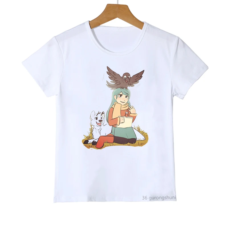 T-Shirt For Girls Cute Hilda And Twig Cartoon Print Tshirts Fashion Girls Clothes Trend Kids Clothes Short-Sleeved T Shirts Tops christian t shirts T-Shirts