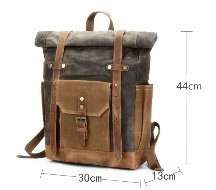 Abdb-винтажный тканевый кожаный рюкзак с масляным воском, Большой Вместительный рюкзак для подростков, водонепроницаемый рюкзак для путешествий 14 дюймов, рюкзак для ноутбуков