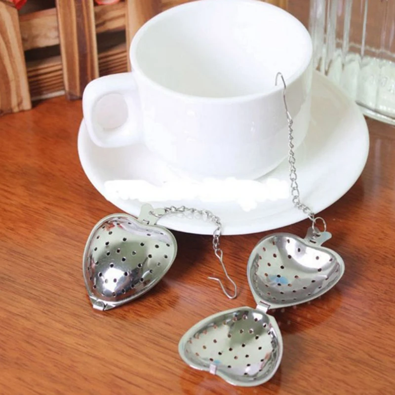 

Stainless Steel Heart Tea Strainer Infuser Filter Herb Steeper Tea Tool 30Pcs/Lot