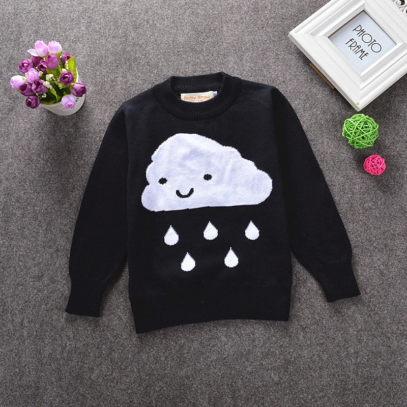 Sweater Baby Fashion Baby Boys Girls Kitted Autumn Winter Clothes Cloud Rain Black Sweaters Fashion Baby Children Clothes