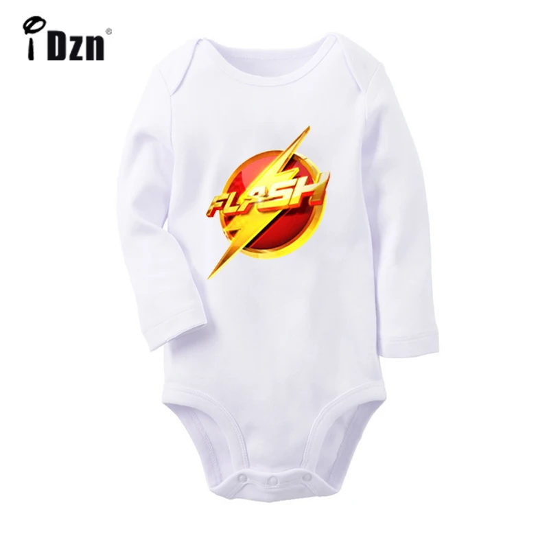 DC Comical the Flash Symbol, супергерой, Перфорированный Круглый стрела, боди для новорожденных, ползунки для малышей, комбинезон с длинными рукавами, одежда