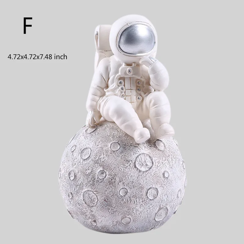 F 12x12x19cm Статуэтка космонавта, украшение из смолы для гостиной, офиса, украшения дома, аксессуары - Цвет: F 12x12x19cm