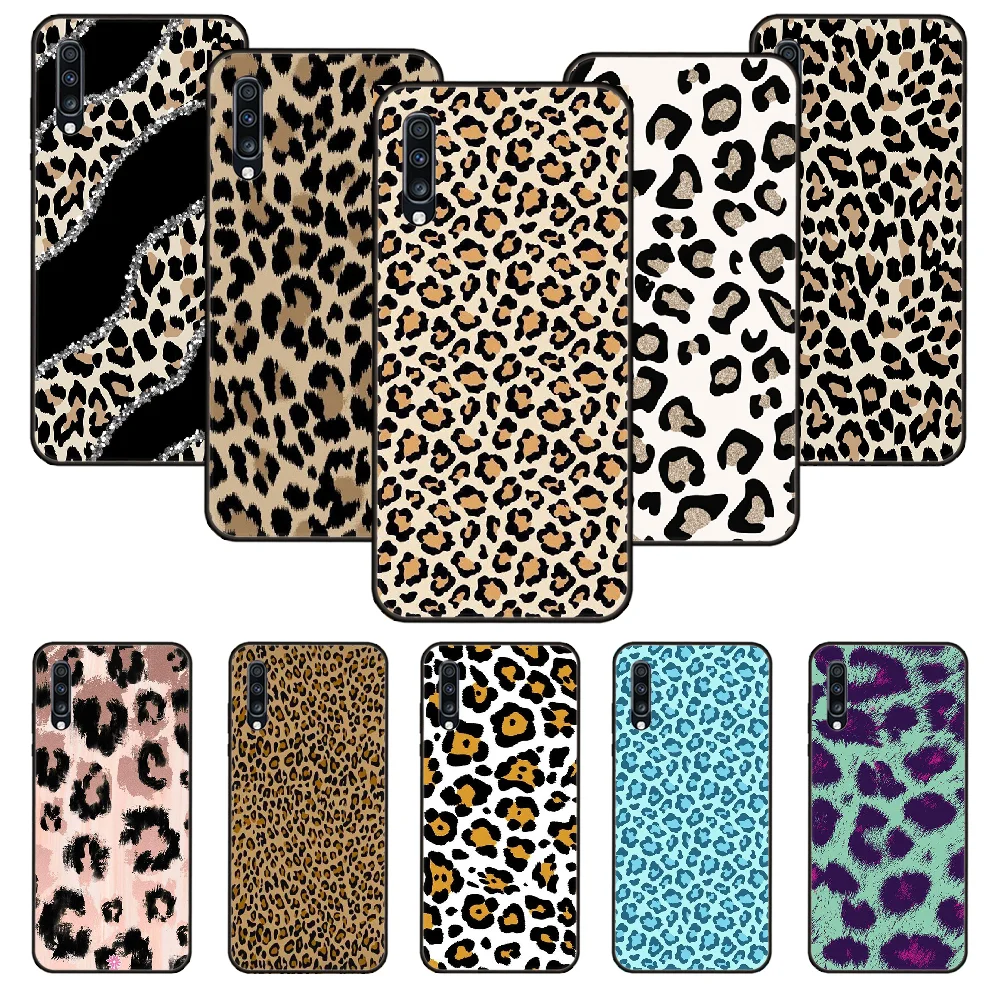 Phone Case For Samsung Galaxy A 50 51 71 70 7 5 10 20 30 40 41 21 S E Black Cover Hoesjes Tpu Funda Luxury Leopard pattern | Мобильные