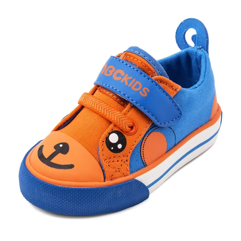 ABCKIDS/Модная парусиновая детская обувь для мальчиков; кроссовки с рисунками животных; дышащая Осенняя повседневная детская обувь на плоской подошве; нескользящая обувь - Цвет: Orange
