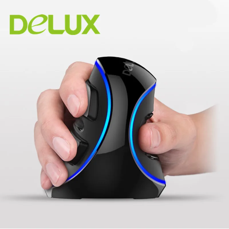 Blue Wired Вертикальная мышь Delux проводной Мышь Вертикальная игровая Мышь M618 PLUS Ergonomi 6 кнопок 4000 Точек на дюйм Оптическая RGB USB Беспроводной мыши с наручные Поддержка - Цвет: Blue Wired