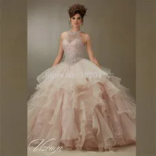 Пышные пышные платья бальное платье с бретельками из органзы, оборками, бисером, кристаллами, дешевые милые платья 16