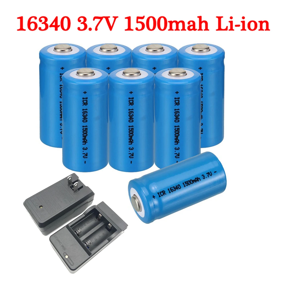 Batteria Cr123A 16340 3.7V 1500Mah Batterie Ricaricabili Agli Ioni Di Litio 16340 Batteria Cr123A Caricabatterie Usa Per Puntatore Laser Torcia A Led