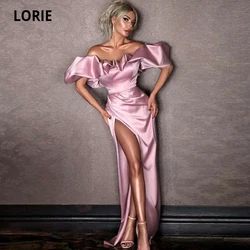 LORIE Arabic Evening Dresses 2021 Off Shoulder High Side Split Fashion Mermaid Pink Prom Gown Long Dubai Celebrity Party Dress