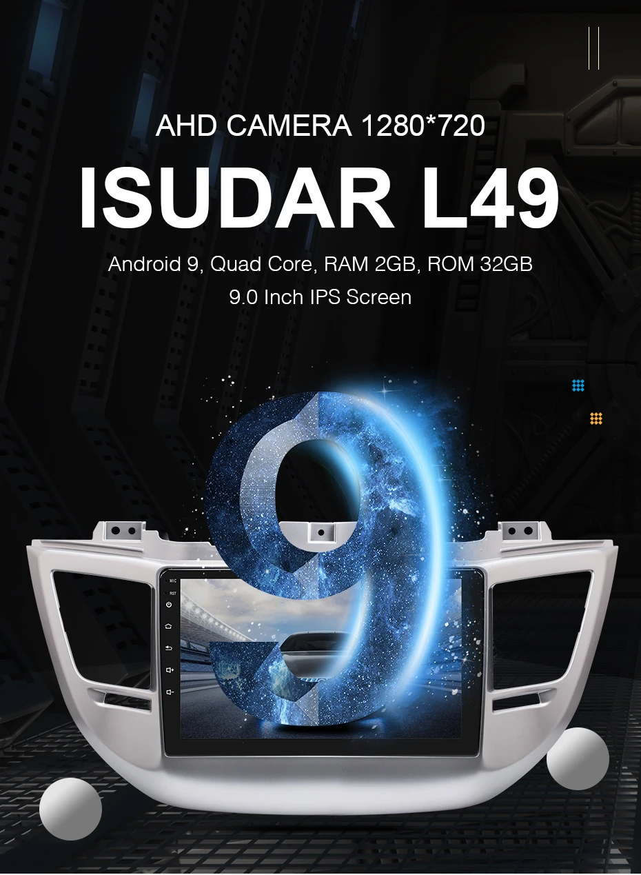 ISUDAR Автомагнитола для hyundai/Tucson 3- 2 din Android 9 Авторадио Мультимедиа gps DVR AHD камера ram 2 Гб rom 32 Гб USB