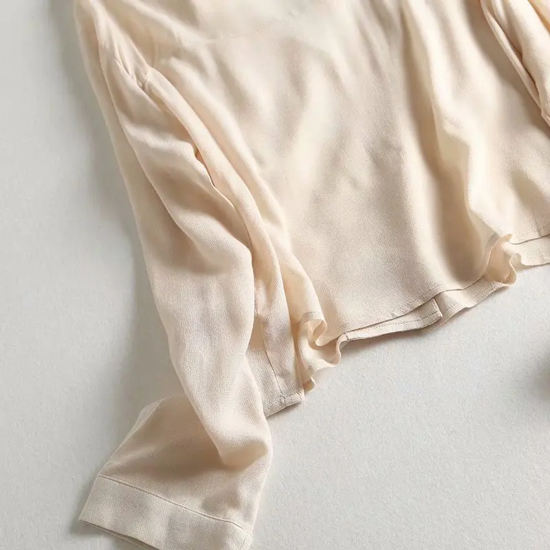 Увядшие новые blusas mujer de moda Англия простой сплошной v-образный вырез однобортное кимоно с карманами блузки женские топы и блузки