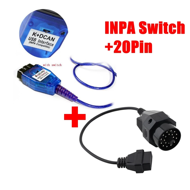 INPA K+ DCAN с FT232RQ USB работает для bmw OBD CAN Reader диагностический сканер INPA DIS SSS NCS кодирование для BMW от 1998 до 2008 - Цвет: BLUE SW ADD 20P