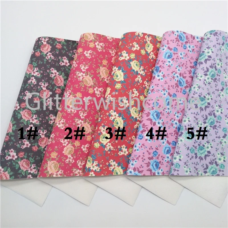 Glitterwishcome 30X134 см мини рулон с принтом розы искусственная кожа ткань, синтетическая кожа ткань листы, из искусственной кожи для бантов GM401