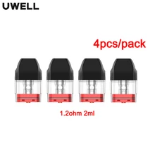4 unidades/pacote original uwell caliburn cartucho de pod recarregáveis 2ml 1.2ohm pod preenchimento superior para caliburn koko/caliburn pod sistema kit