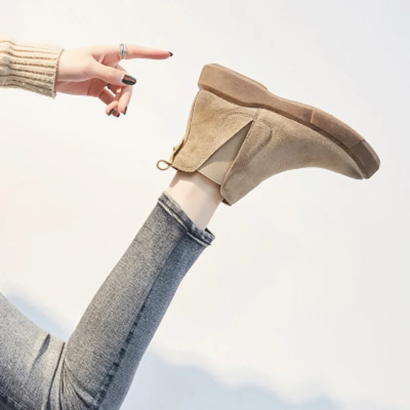 

Martin boots women winter 2019 new summer breathable flat Chelsea boots women plus cashmere shoes