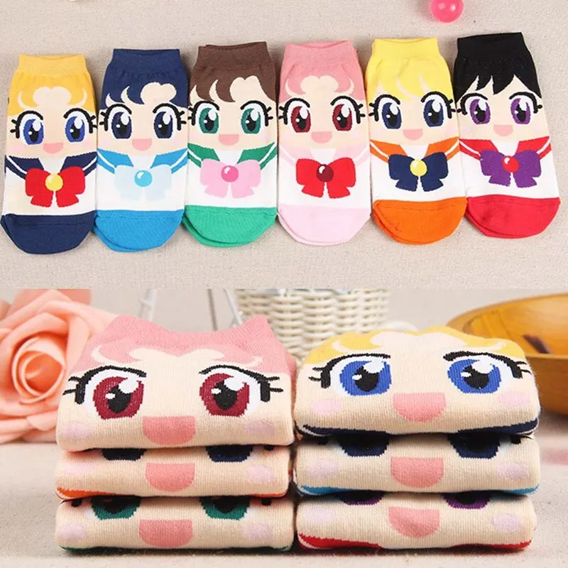 Spring Summer Fashion Cartoon Sailor Moon Women Socks Female Ankle Cute Boat Socks Cotton Invisible Sock For Girls