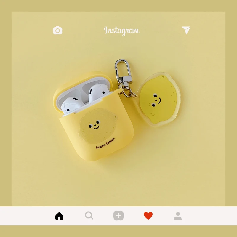 Цвет: желтый Чехол для наушников с мультяшным кроликом для Airpods 2, силиконовый беспроводной Bluetooth чехол для наушников с милыми фруктами, защитный чехол для ключей - Цвет: Цвет: желтый