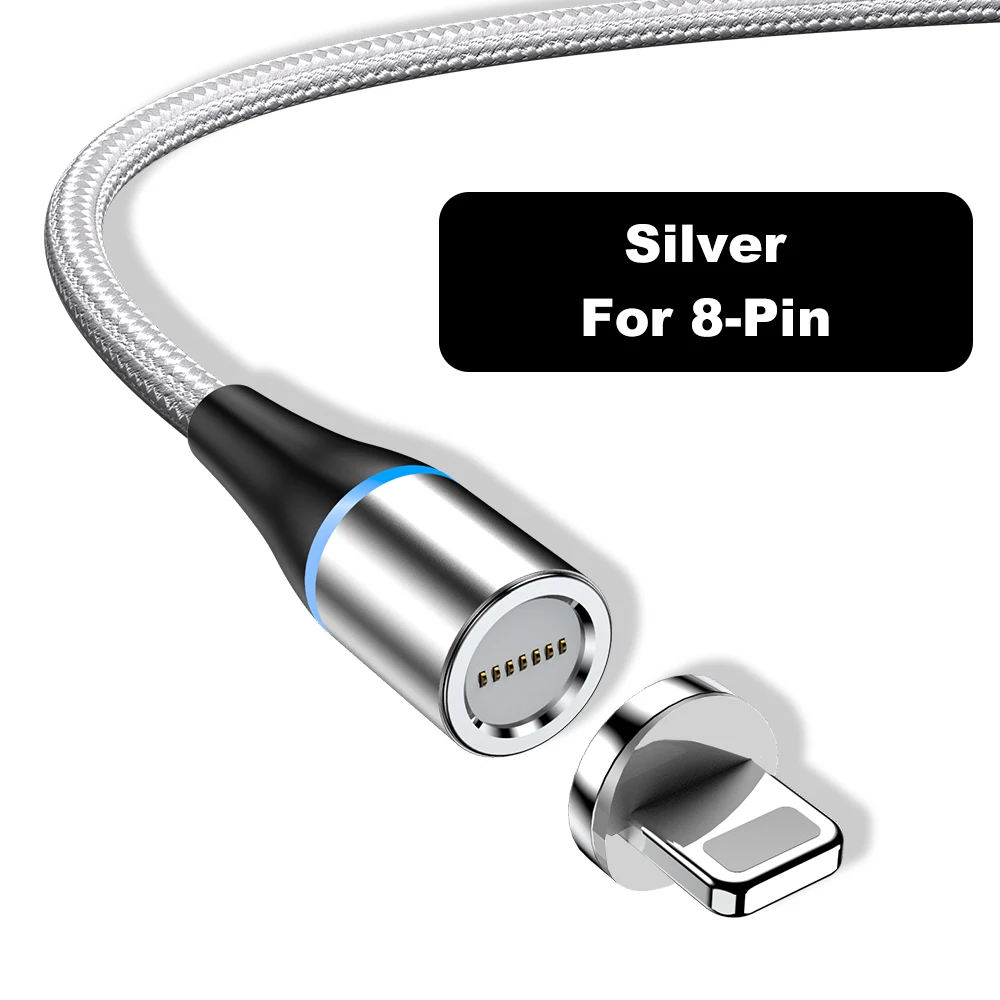 Vanniso Магнитный Micro type C USB кабель 2 М адаптер для быстрой зарядки Магнитная Зарядка для iPhone XS Max samsung Xiaomi mi9t провод шнур - Цвет: Silver for iphone