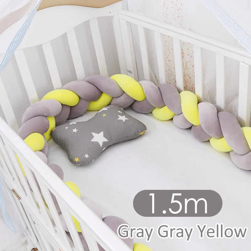 color 19 Хит 10-18 модный бампер для детской кроватки 1,5 м/2 м/3 м портативный тканый узел детская защита для кроватки комплект однотонного детского постельного белья - Цвет: color 19