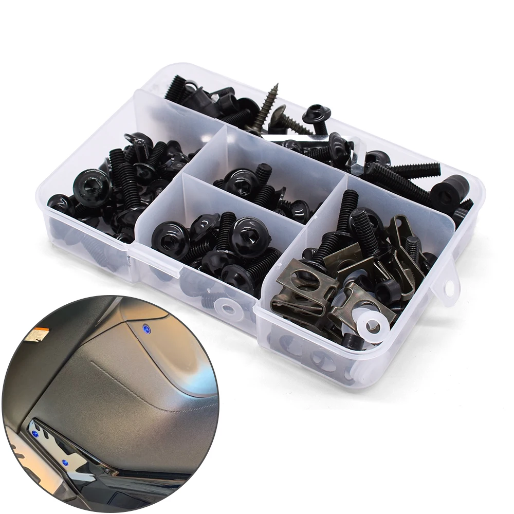 Universal Motorcycle Fairing Screw Spring Bolt Kit Body Fastener Clips