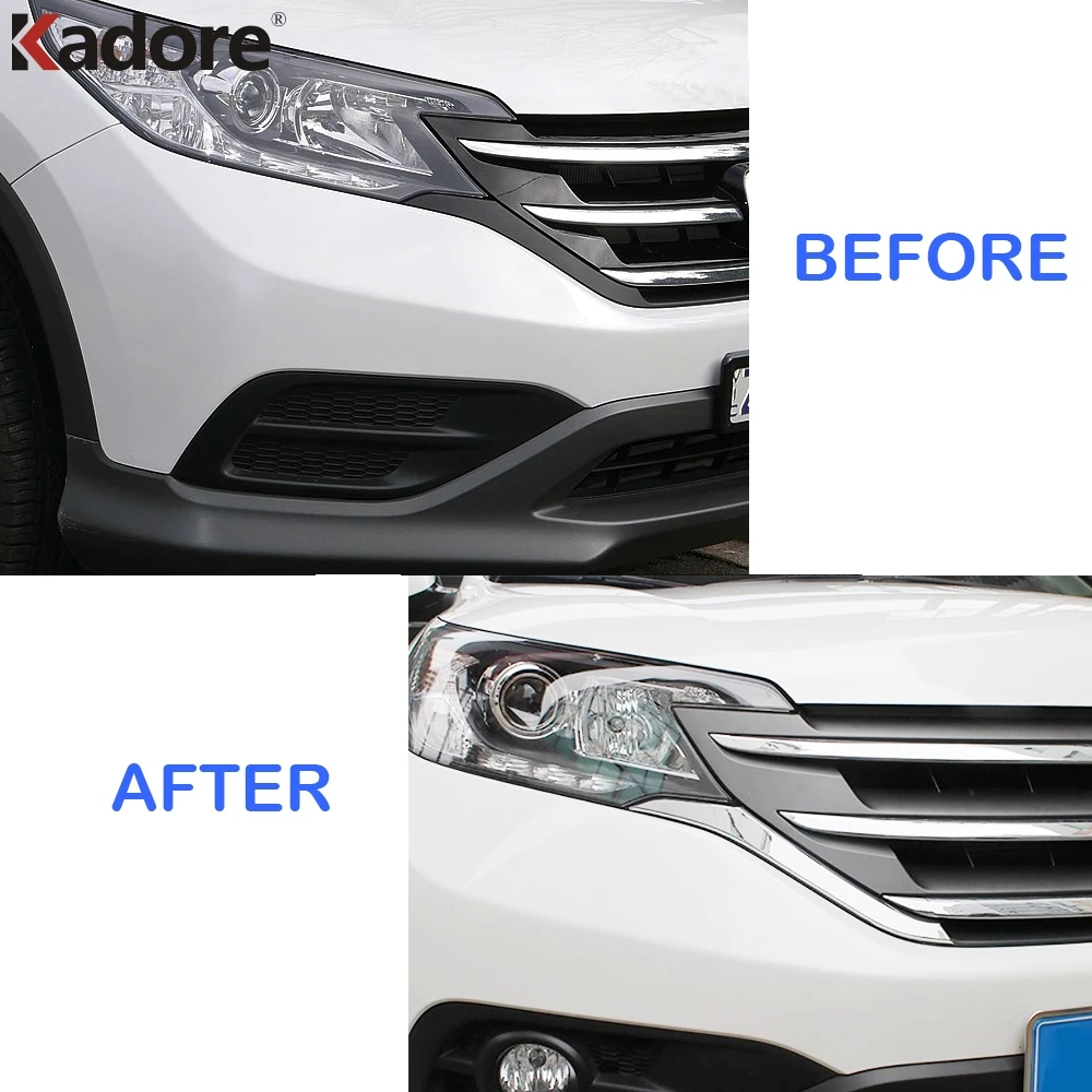 Для Honda CRV 2012 2013 ABS хромированные передние грили декоративное покрытие рамка Отделка Декоративные решетки полосы молдинги аксессуары