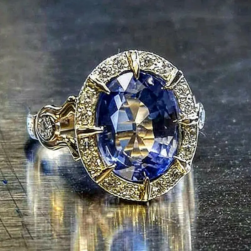 Anello In Oro 14 Carati Con Zaffiro Naturale Per Donna Uomo Anillos De Bizuteria Pietra Preziosa Birthstone Gioielli Bague Diamant Scatola Anello In O