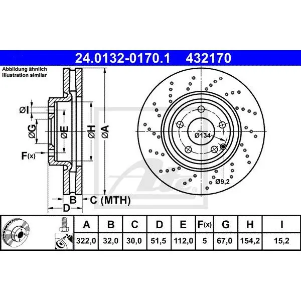 Диск тормозной передний MB C218 CLS 2.5-3.5 11 ATE 24.0132-0170