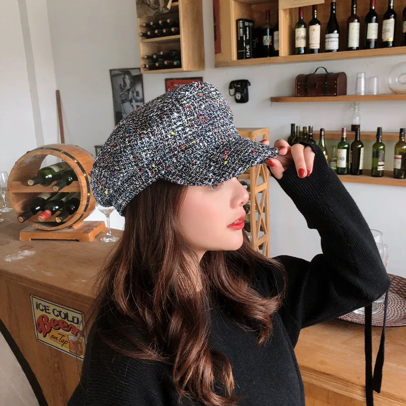 YOYOCORN Autumn and winter new duck tongue octagonal military cap ladies breathable Korean version of the wild England hat
