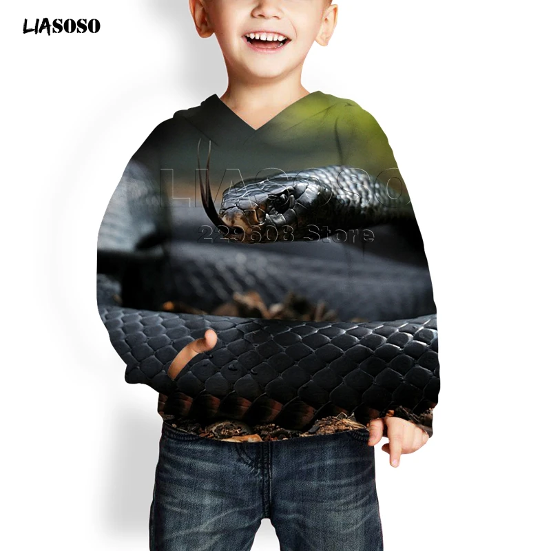 LIASOSO, новинка, 3d принт, животное, змея, унисекс, принт с животными, летняя мода, худи для женщин, мужчин, детей, Забавный пуловер Harajuku, Питон