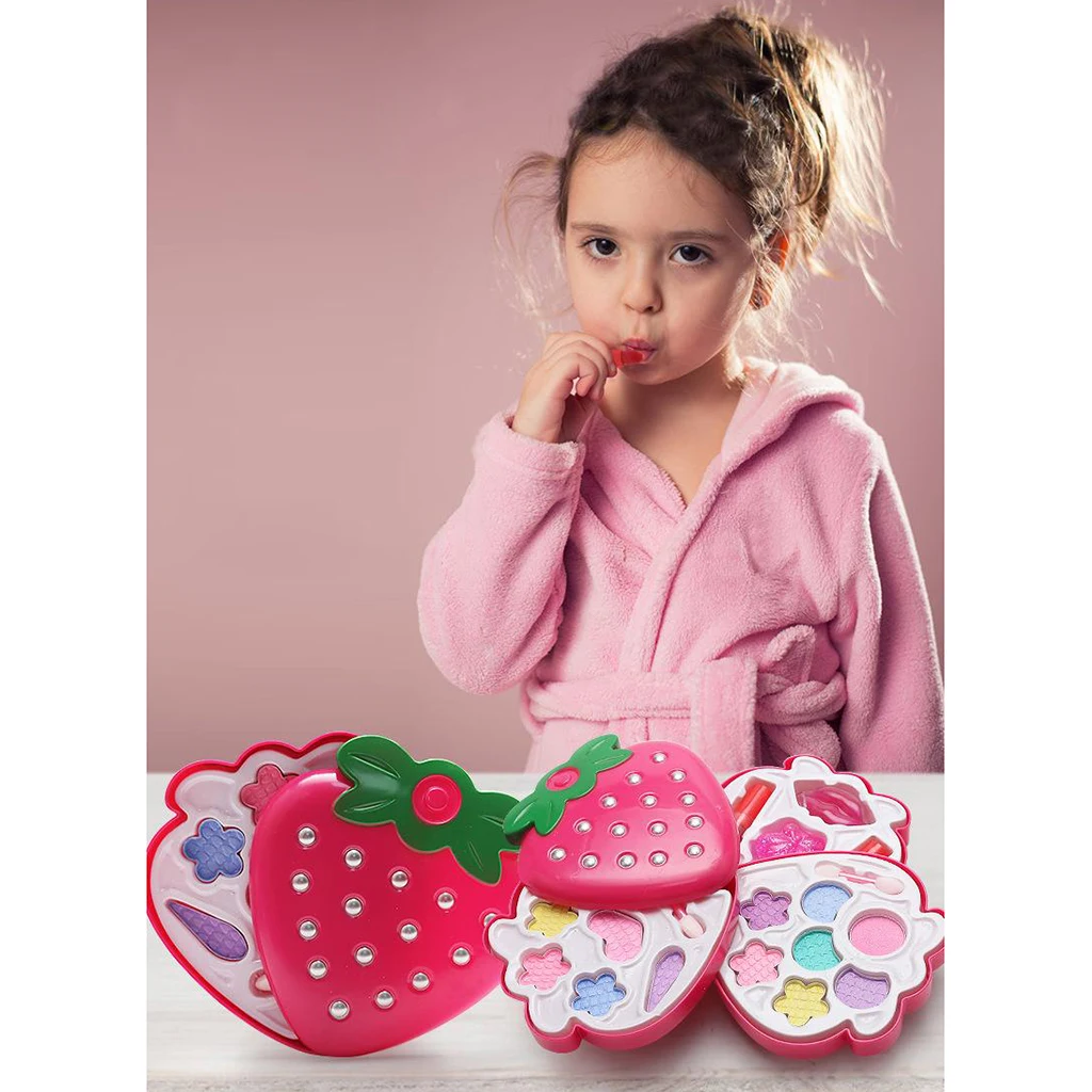  2x Pretend Play Cosmetic Makeup Toy Set Kit for Little Girls Beauty Toys Cosmetics Box Glitter Starter Pretend Pallets 