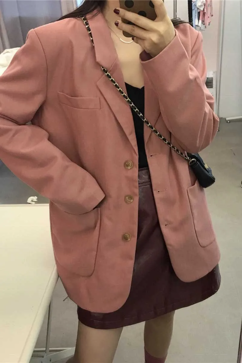 

Elegant Single-breasted Women Blazer Jacket Casual Loose Female Workwear Outerwear Elegant Solid Women Suit Jacket 2019 coat