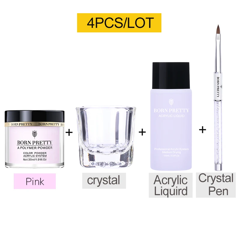 30ml Pink Set 1 BORN PRETTY 30ml Acrylic Powder Carving Nail Polymer Tip Extension French Pink White Clear Adhesive Rhinestone Nail Art Powder - Цвет: 30ml Pink Set 1