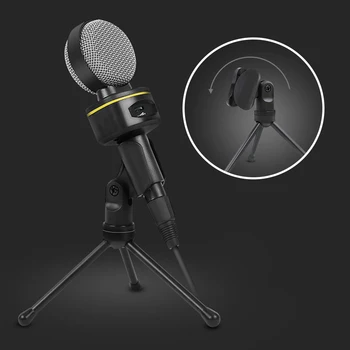 

Recording Microphone Condenser Skype 3.5mm Jack With Stand Plastic Notebook Broadcast Smartphones Studio Video Wired Meeting