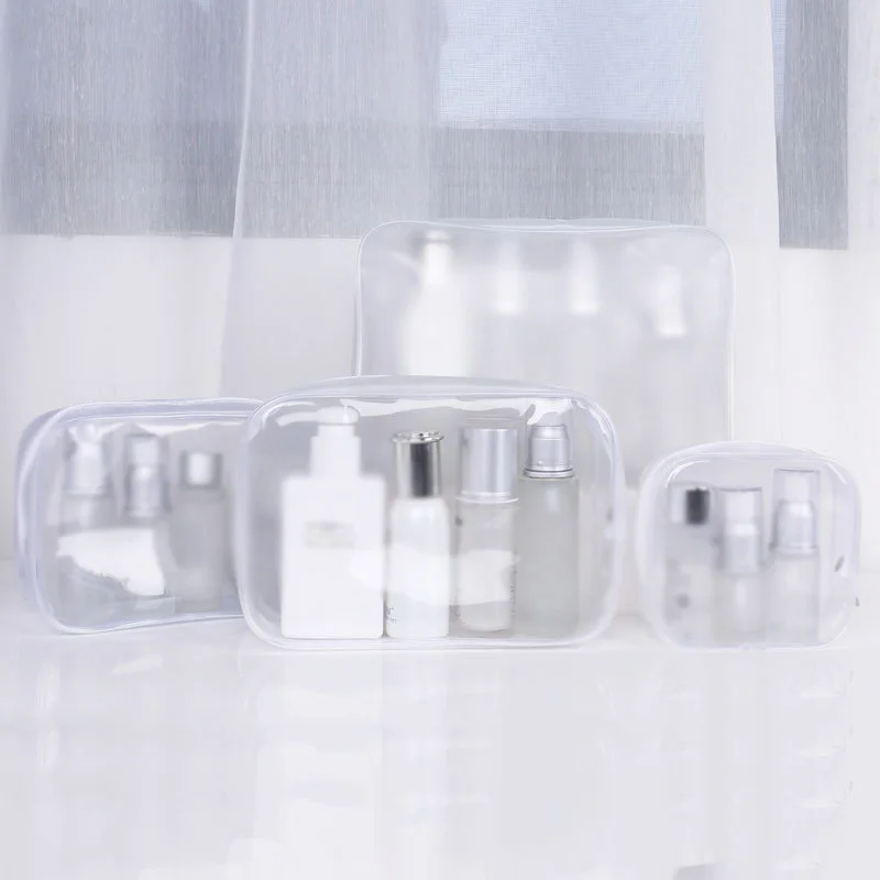 4PC Set Zipper Toiletry Carry Pouch Clear PVC Toiletry Bag Waterproof Cosmetic Makeup Bag Organizer Case Multi-Sizes